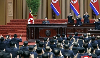 North Korean leader Kim Jong Un attends the second day of the first session of the Supreme People's Assembly in Pyongyang, North Korea, March 23, 2026, in this picture released by North Korea's official Korean Central News Agency. KCNA via REUTERS