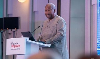 President John Mahama addressing their Singaporean business community