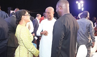 Yusif Sulemana (middle), Deputy Minister of Lands and Natural Resources, interacting with Angela List (left), CEO, Nguvu Mining Limited, at the convention. Picture: ELVIS NII NOI DOWUONA 