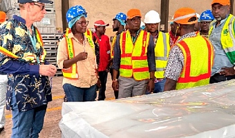 Joseph Nelson (3rd from left), Western Regional Minister, being briefed about GREL’s operations. With them include Thierry Cauchy, the company’s Managing Director 