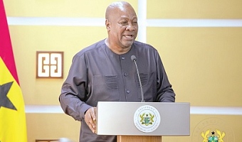 President John Dramani Mahama (inset)  inaugurating the newly reconstituted Governing  Board of the Lands Commission at the Jubilee House