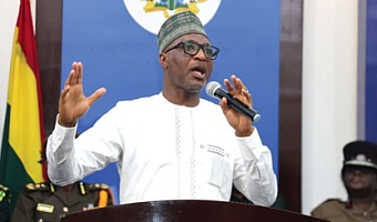 Muntaka Mohammed-Mubarak, Minister for the Interior, speaking at the media briefing