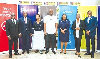 Ibrahim Mahama (middle), CEO of E&P, with Executive Management members of Stanbic Bank, Ecobank and ABSA Bank Ghana 