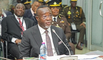 Justice Paul Baffoe-Bonnie, Chief Justice nominee, answering questions before the Appointments Committee.  Picture: CALEB VANDERPUYE 