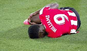 • Inaki Williams writhes in pain during their game against RCD Mallorca last Saturday