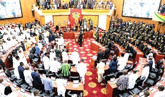 Parliament house yesterday shortly after President Mahama’s arrival