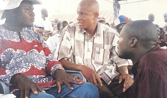  Mustapha Abdul-Hamid, as National Youth Organiser of NPP, confers with Dan Botwe (then Gen. Sec of NPP) at a campaign rally in 2004. With them is John Boadu (then Treasurer of the NPP Youth Wing)