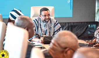 Dr Johnson Pandit Asiama, Governor, BoG addressing the 129th MPC press conference