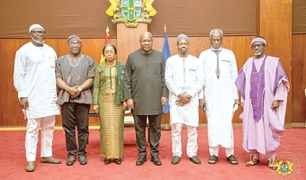 President John Dramani Mahama (middle) with some members of the Hajj Board