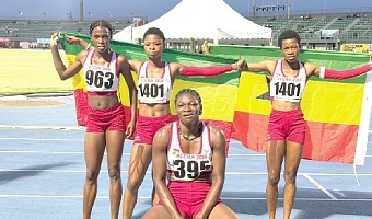 Against all odds and fuelled by fearless youthful energy, Ghana’s female 4x100m quartet (from left: Janet Darko Kwarteng, Gladys Boateng, Janet Mensah and Aishatu Jafer) won a stunning bronze meda yesterday