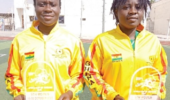 Dorothy Ngissah (left)  and Mavis Berko displaying their awards