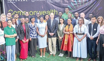 Prince Edward (middle), Duke of Edinburgh, with the founders and co-founders selected for the Commonwealth Startup Fellowship bootcamp