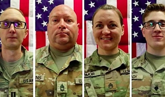 From left to right: Capt Cody Khork, Sgt 1st Class Noah Tietjens, Sgt 1st Class Nicole Amor and Sgt Declan Coady - two other service members who have yet to be identified also died in the Kuwait strike