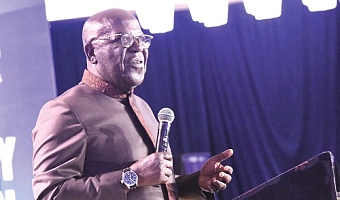 Sir Sam Jonah, Chancellor, University of Cape Coast, speaking at the launch of the Mastering Leadership book co-authored alongside Prof. Pikay Richardson, Leadership Strategist, at a ceremony in Accra. Picture: SAMUEL TEI ADANO