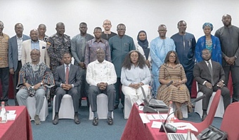 Dr Cassiel Ato Forson (seated 3rd from left), Minister of Finance­; Matilda Asante (2nd from right), Second Deputy Governor, Bank of Ghana; Kwadwo Twum Boafo (left), CEO, FIC; Elizabeth Yankah (3rd from right), Deputy National Security Coordinator, and representatives of GIABA­