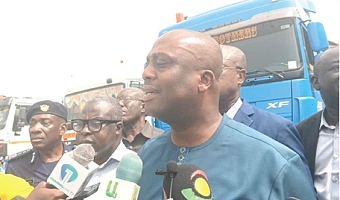 Thomas Nyarko Ampem, Deputy Minister of Finance, speaking to journalists about the arrest