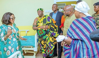 Lordina Dramani Mahama (left), First Lady, speaking to the diginitaries after the inaugration of the facility 