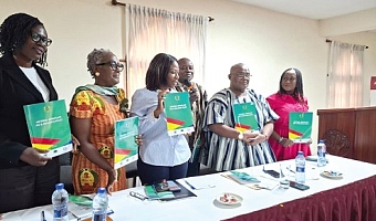 Dr Grace Ayensu-Danquah (3rd from left), Deputy Minister of Health, launching the policy document. With her are Dr Kharmacelle Prosper Akanbong (4th from left), acting Director-General of GAC, Kakra Essamuah (2nd from right), GAC Board Chair, and other dignitaries. Picture: SAMUEL OHENE EWUR