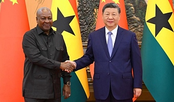 Chinese President Xi Jinping meets with Ghanaian President John Dramani Mahama, who is in Beijing for the Global Leaders' Meeting on Women, at the Great Hall of the People in Beijing, capital of China, Oct. 14, 2025. (Xinhua/Xie Huanchi)