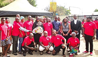 The legal team with some of the disaster victims. Picture: CALEB VANDERPUYE