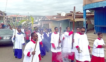 Members of the St Paul-On-The Hill Anglican Church being led by the Servers Guild during the procession