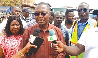 Sampson Ampah, Regional Communications Manager of GWL, speaking to the media