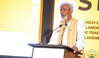 Professor Wole Soyinka, Nobel Laureate and Playwright, speaking at the Next Steps Consultative Summit in Accra