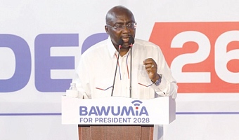 Dr Mahamudu Bawumia, flag bearer, NPP, delivering his speech at the party headquarters in Accra. Picture: ELVIS NII NOI DOWUONA 