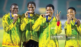 Ghana’s 4x100m bronze medalist: From left Janet Mensah, Janet Kwarteng, Odo Broni, and Gaza
