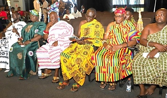 Nana Effah Opinamang III (2nd from right), Chief of Obomeng, and some traditional leaders at the ceremony. Picture: douglas anane-frimpong
