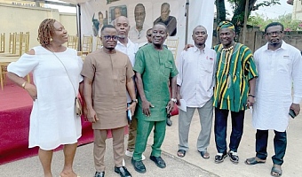 Frederick Anatsui (3rd from right), NDC Ward Coordinator of Adabraka Official Town; Benjamin Kotey (4th from right), Klottey Korle Constituency Chairman,  with other executives and participants in the event