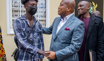 Samuel Okudzeto Ablakwa (middle), Minister of Foreign Affairs, with Ghanaians volunteering to be evacuated from South Africa during his recent visit to South Africa
