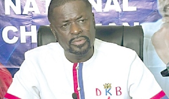David Kankam Buadu, aspiring National Chairman of New Patriotic Party, addressing the press