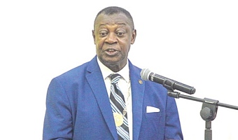 Professor Agyeman Badu Akosa, Chairman, Medical and Dental Council Board,speaking at the induction ceremony
