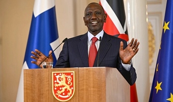 Kenya’s President William Ruto speaks during a joint news conference with Finland’s President Alexander Stubb in the Hall of Mirrors of the Presidential Palace in Helsinki, Finland, Wednesday, June 10, 2026. (Antti Aimo-Koivisto/Lehtikuva via AP)