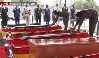 Mahama confers posthumous promotions as helicopter crash victims laid to rest