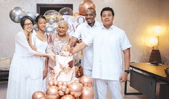 Rev Dr Aryee and her family during her 80th birthday celebration