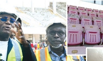  Kofi Adams (left), Minister of Sports and Recreation, calls for urgent intervention to bring the stadium back to life