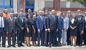 Justice Tanko Amadu (arrowed) with Ghanaian and Nigerian judges after the symposium
