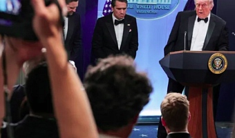 US President Donald Trump holds a news conference at the White House, following a shooting incident during the annual White House correspondents’ dinner, in Washington, DC, April 25 [Jonathan Ernst/Reuters]