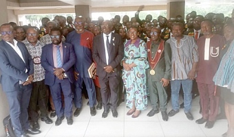 The newly-inducted engineers with some dignitaries after their induction into the Institution of Engineering and Technology - Ghana