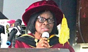 Prof. Victoria Bam, President, Ghana College of Nurses and Midwives, addressing the ceremony. Picture: ERNEST KODZI 