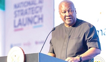 President John Dramani Mahama speaking at the launch