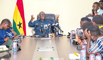 Eric Opoku (head of table), Agric Minister, addressing the media