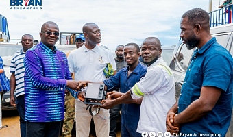 Bryan Acheampong donates navigation equipment to enhance safety on Volta Lake