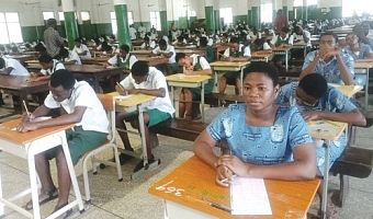Candidates of the Odorgonno Senior High School and the Lapaz Community SHS writing the WASSCE