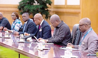 President John Dramani Mahama (2nd from right) and his delegation later held a forum to promote investment opportunities in Ghana