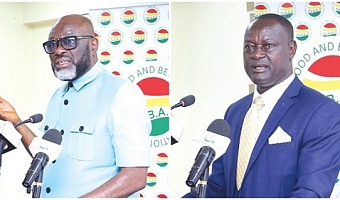 Joseph Obeng, President, GUTA. Pictures: BENEDICT OBUOBI, Reverend John Awuni — Chairman, Food and Beverages Association of Ghana