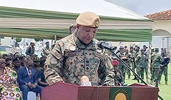 Brigadier General Richard Kainyi Mensah (inset), Commander, Army Special Operations Brigade, addressing  the new graduates 