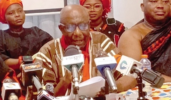Nene Kweku Adamtey, the Regent of Adjikpo, reading the statement